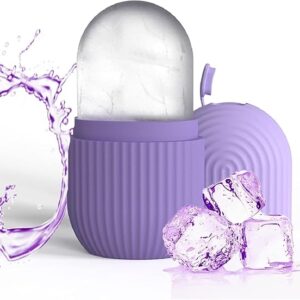 UR Ice Face Roller, Reusable Silicone Mold Face Massage Eye Facial Beauty Skin Care Tools Apply Ice for Shrink Pores Anti Wrinkle Reduce Puffiness Improve Skin Elasticity, Striped, Pink