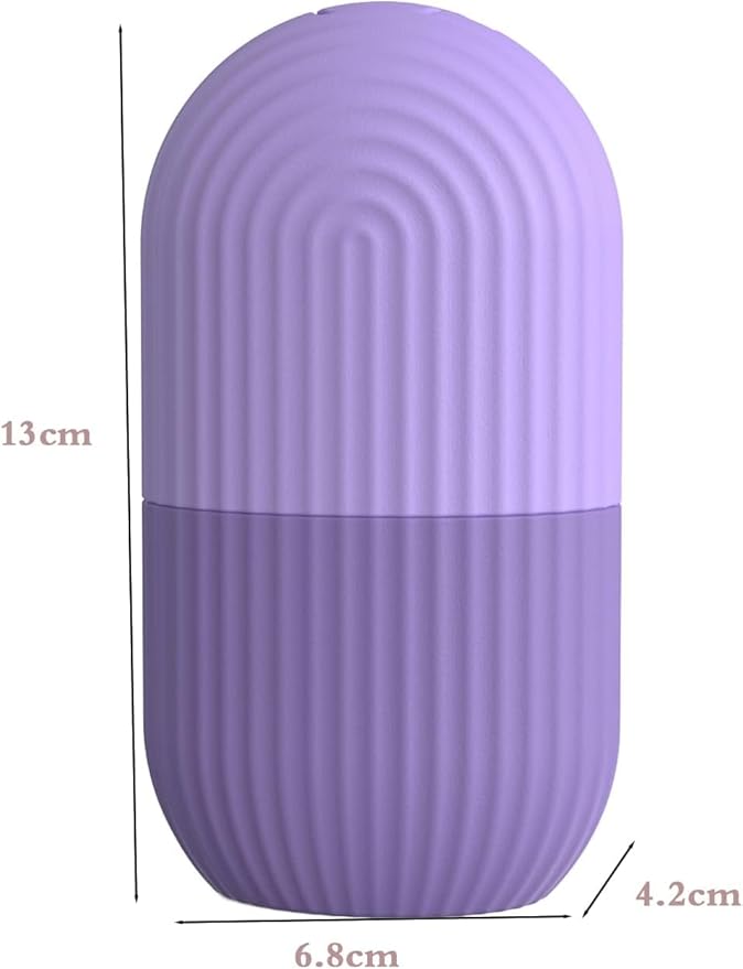 UR Ice Face Roller, Reusable Silicone Mold Face Massage Eye Facial Beauty Skin Care Tools Apply Ice for Shrink Pores Anti Wrinkle Reduce Puffiness Improve Skin Elasticity, Striped, Pink - Image 4