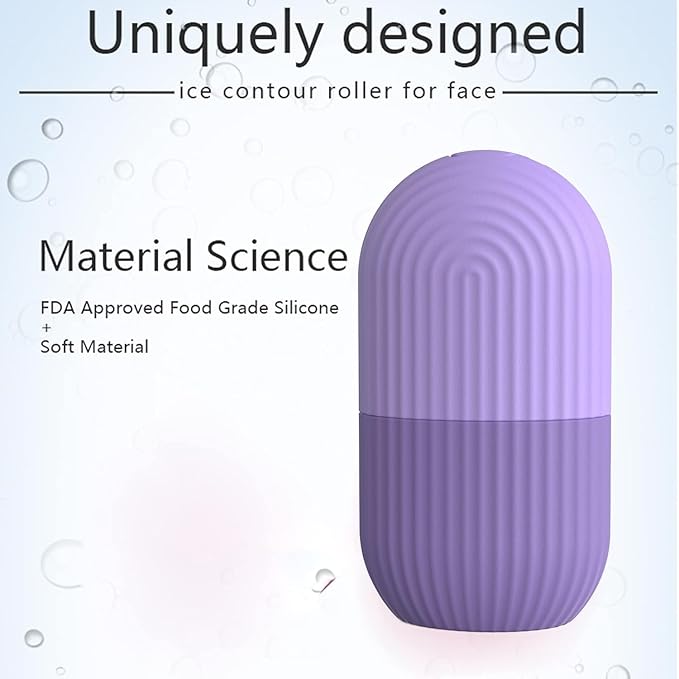 UR Ice Face Roller, Reusable Silicone Mold Face Massage Eye Facial Beauty Skin Care Tools Apply Ice for Shrink Pores Anti Wrinkle Reduce Puffiness Improve Skin Elasticity, Striped, Pink - Image 5