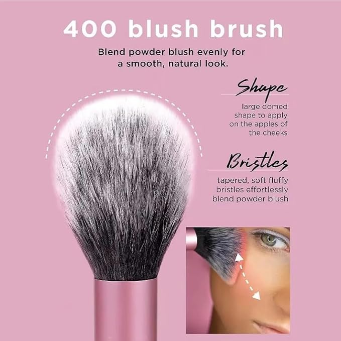 UR Everyday Essentials Makeup Brush Set, 4 Make-up Brushes and 1 Makeup Blender Sponges Kit, Soft Bristles for Blush, Eyeshadow, Foundation and Powder, Travel,4pcs Set - Image 4
