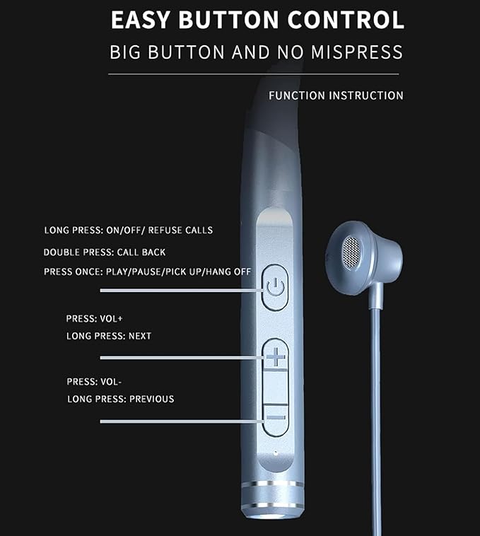 Neckband Bluetooth Headphones Wireless Earbuds with Microphone Flashlight Around the Neck Waterproof Sport Headset Noise Cancelling Ear Buds 120H Playtime for Running Cycling Cell Phone Android iOS - Image 3