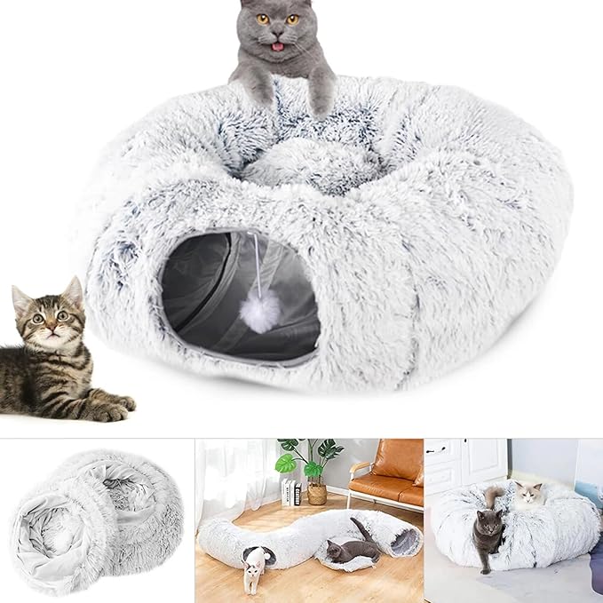 Cat Tunnel for Indoor Cats – Crinkle Suede Pet Play Tube with Removable Design – Fun Tunnel Toy for Cats, Kittens, Puppies & Bunnies - Image 2